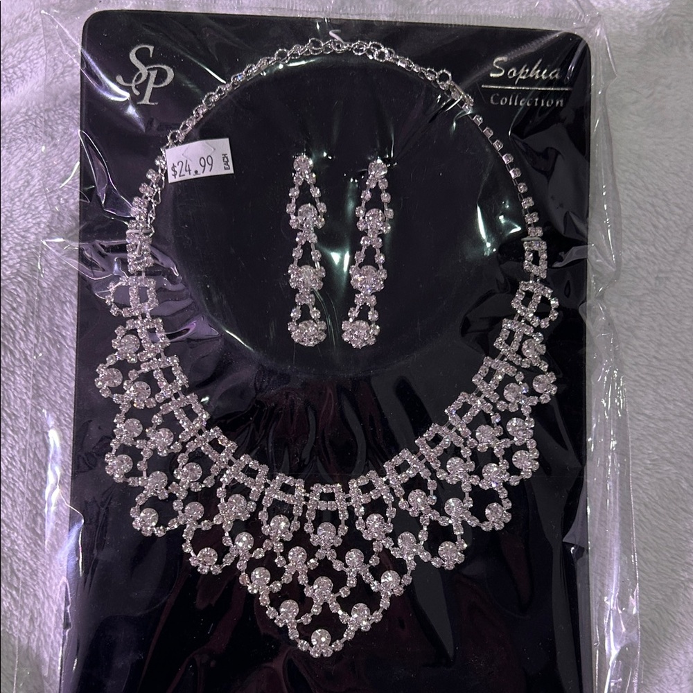 Silver Necklace and Earring Set